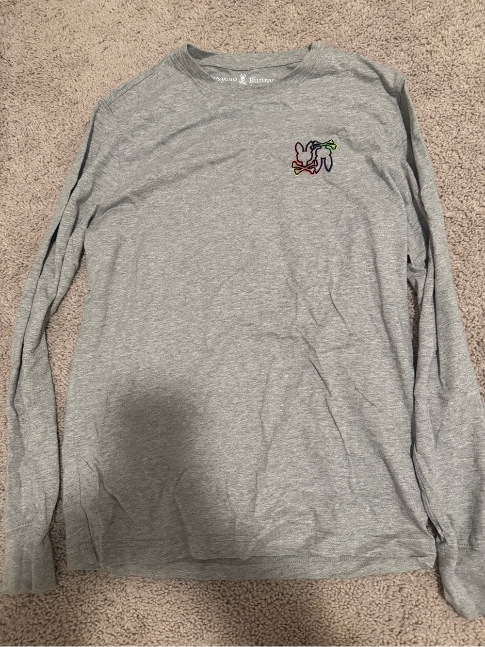 Psycho Bunny never worn Heather Gray Long Sleeve Tee with White Logo